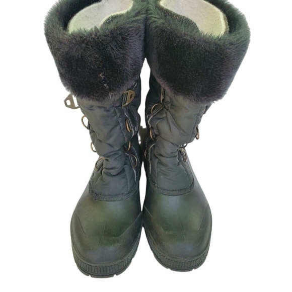 Sorel Black Lace Up Fur Cuff Mid Calf Winter Boots Size 10 - Picture 3 of 9